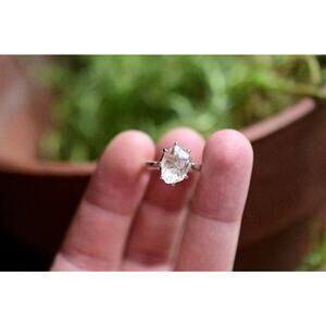 Diamond Engagement Ring Raw Rustic dainty unique alternative simple minimalist